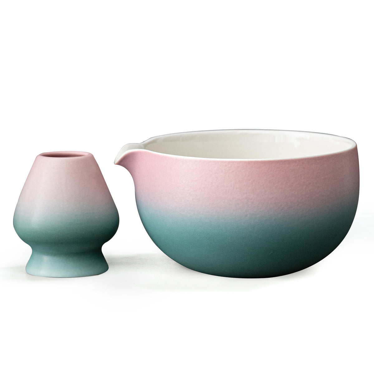 Matcha Bowl with Whisk Holder Pinky Blue