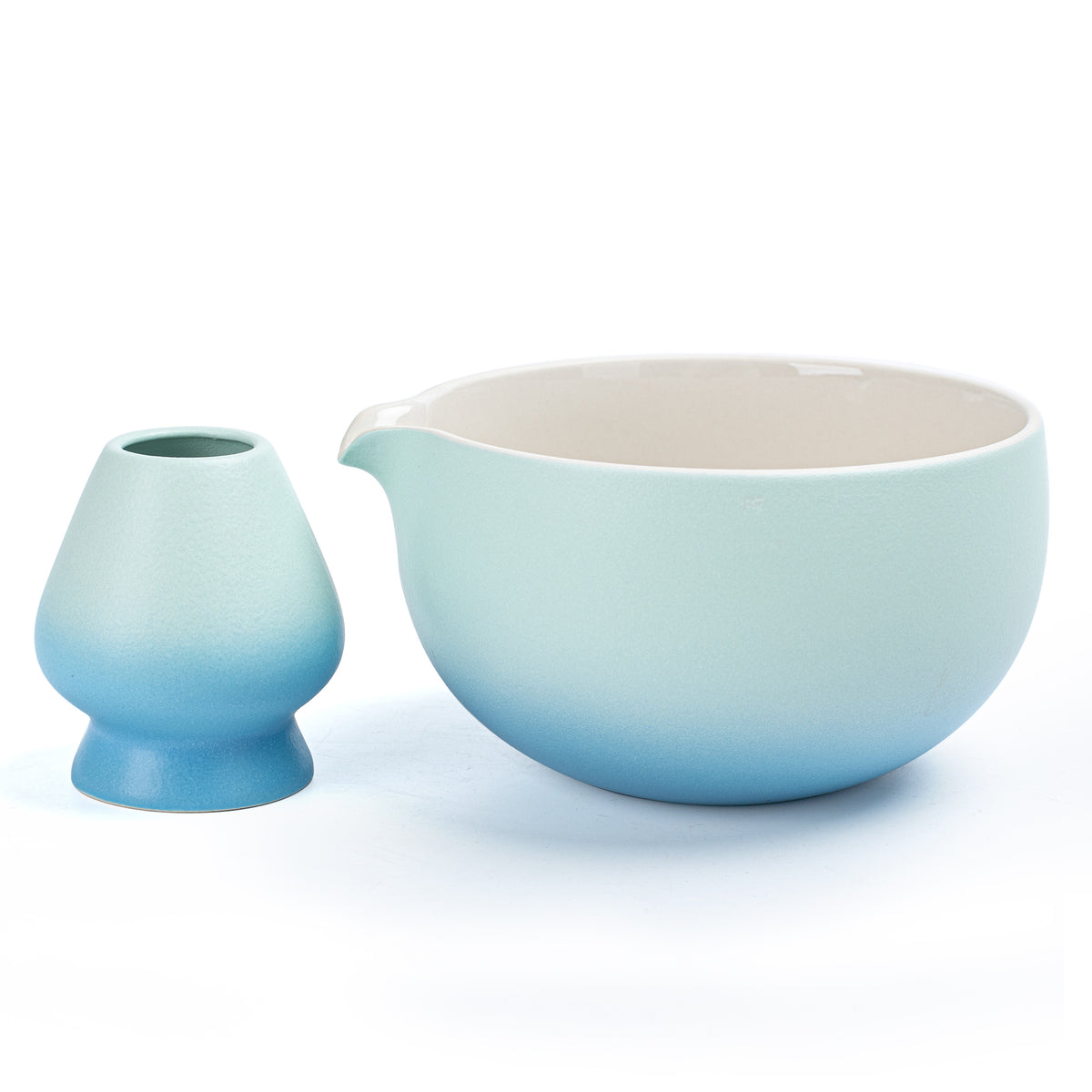 Matcha-Schale mit Schneebesenhalter, himmelblau