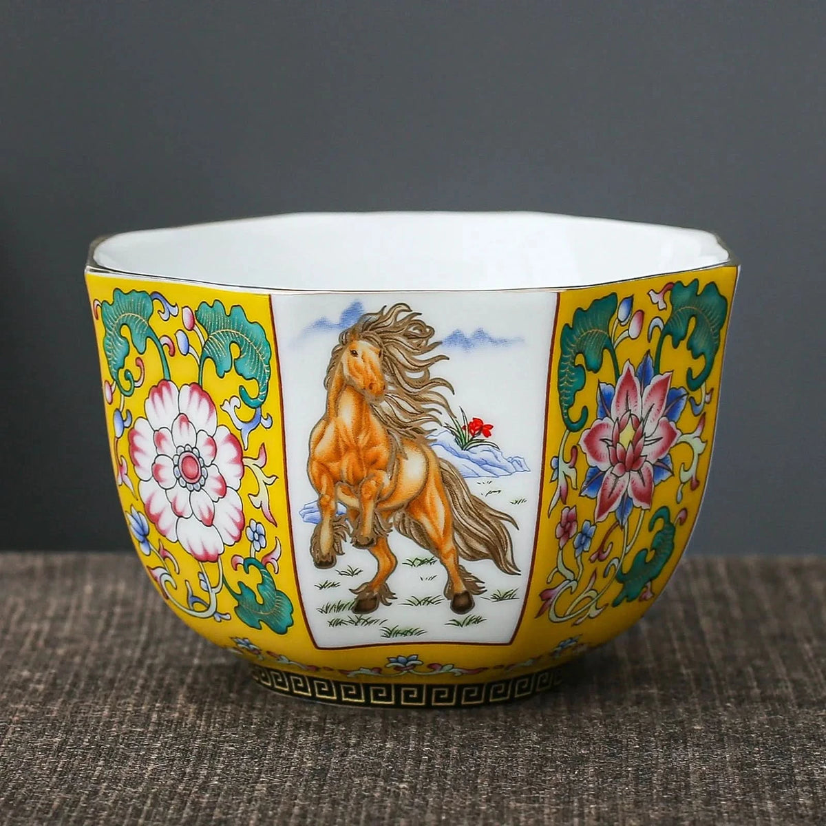 Taza de té octogonal de porcelana esmaltada, 145 ml/5,1 oz