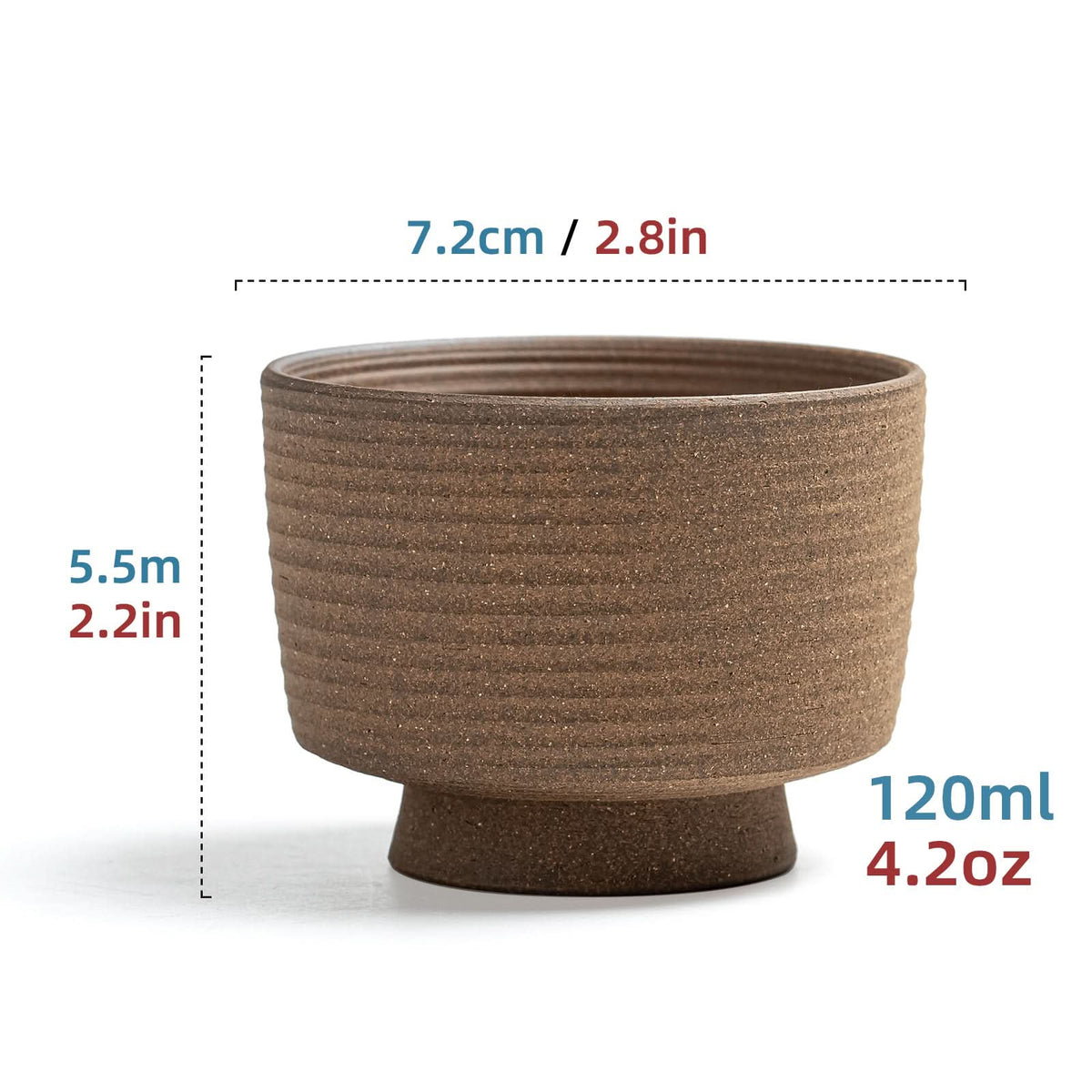 Runder Becher aus rohem Ton, 120 ml