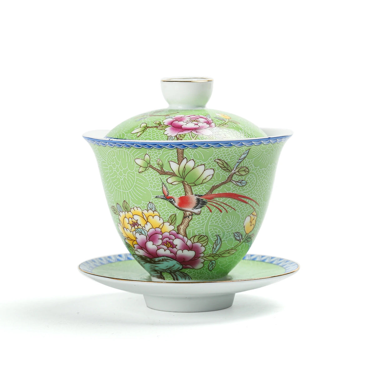 Gaiwan de porcelana para té Gongfu Peony de 135 ml, color verde claro
