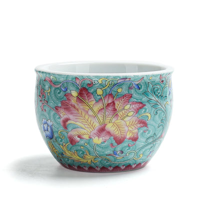 Porzellan-Teetasse „Pfingstrosen“ 125 ml Grün
