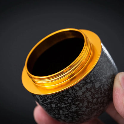 Tea Tin-Celadon Ceramic Tea Canister for Matcha Powder 18g Obsidian