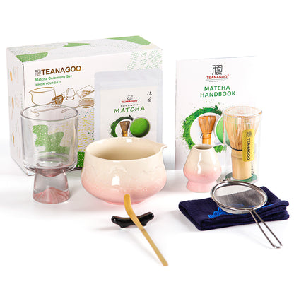 Pink Princess Matcha Set-Snow Mountain Set with Pink Glass Cup and 30g Premium Grade Matcha