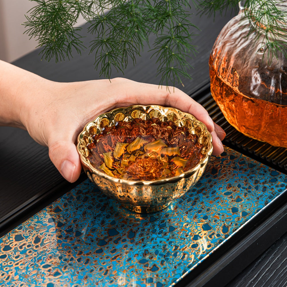Gilded Blue Lotus Tenmoku