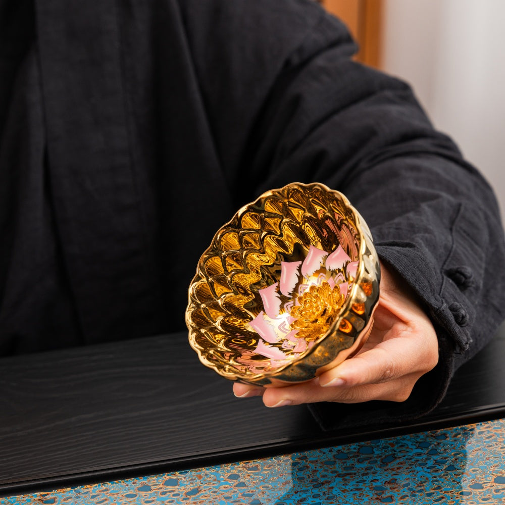 Gilded Pink Lotus Tenmoku