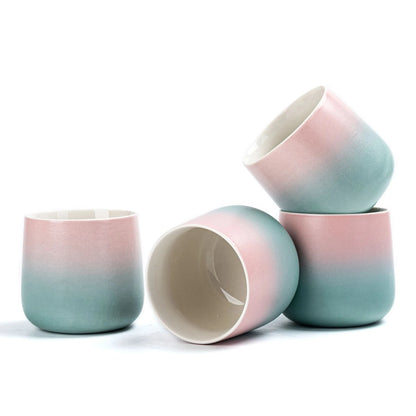 Japanese Tea Cups 4 pcs Set Pinky Blue