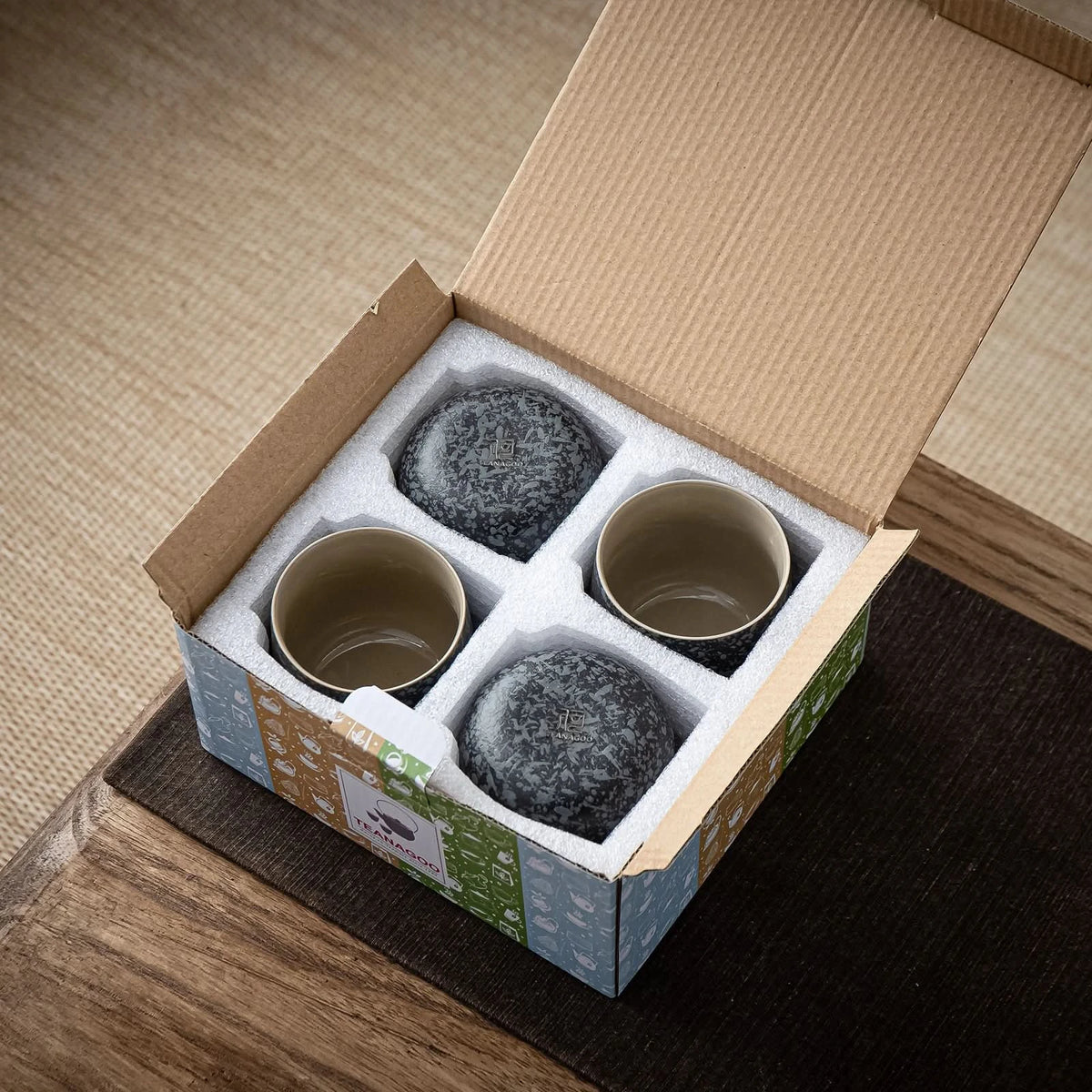 Japanese Tea Cups 4 pcs Set Obsidian