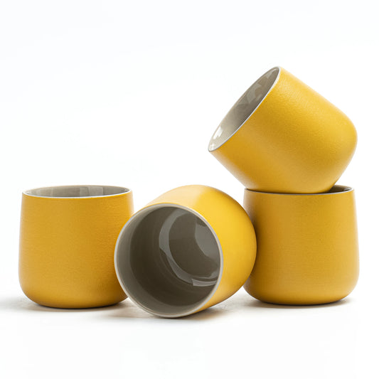 Japanese Tea Cups 4 pcs Set Yellow