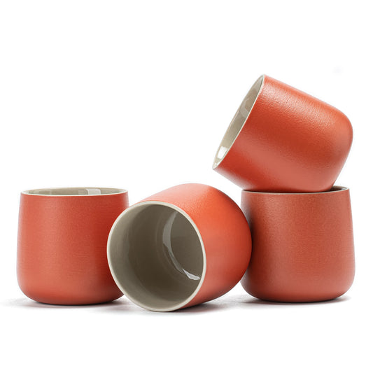 Japanese Tea Cups 4 pcs Set Christmas Red