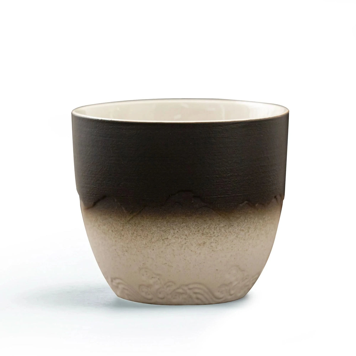Japanese Tea Cups 4 pcs Set Black White