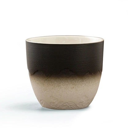 Japanese Tea Cups 4 pcs Set Black White