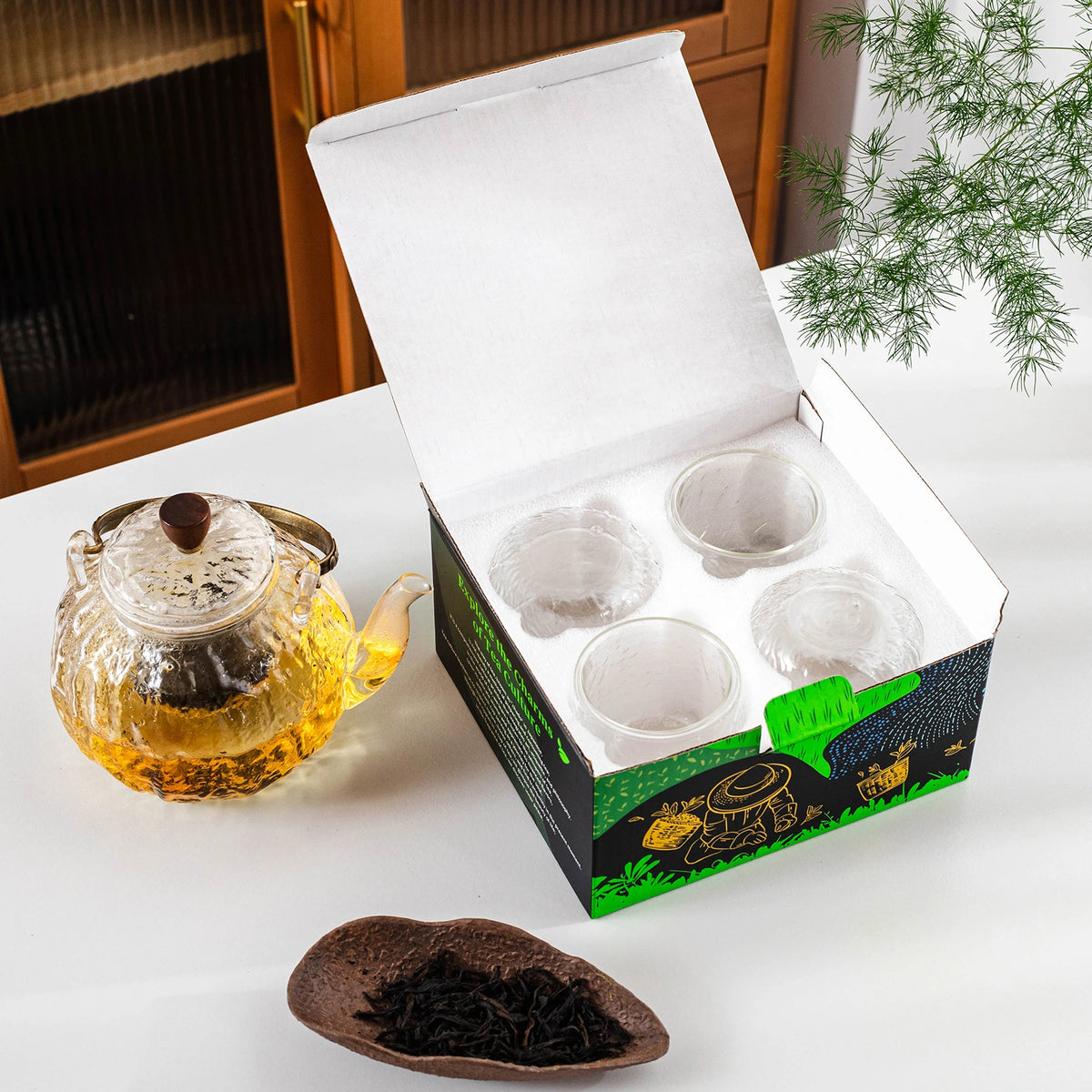Japanese Tea Cups 4 pcs Set Crystal White