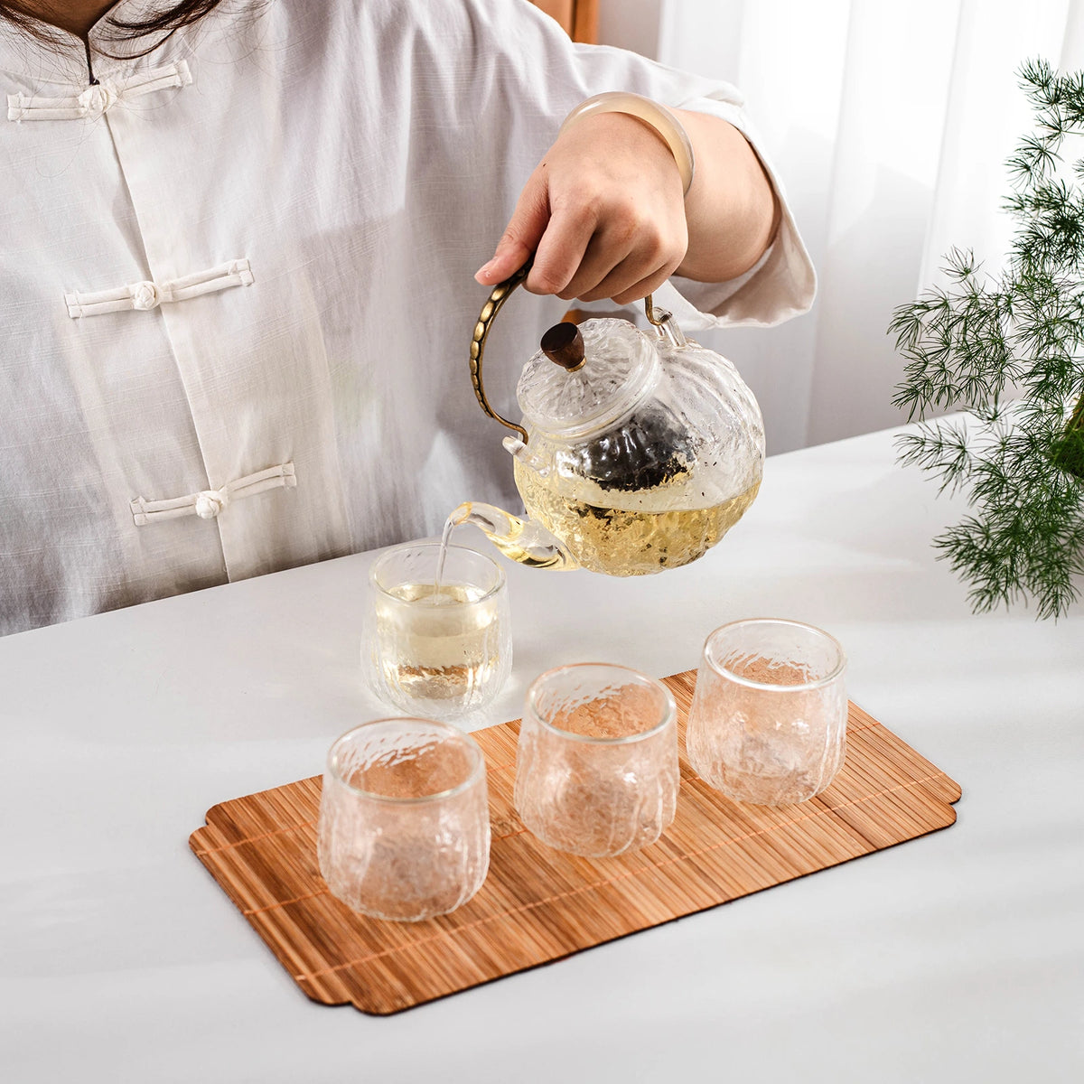 Japanese Tea Cups 4 pcs Set Crystal White