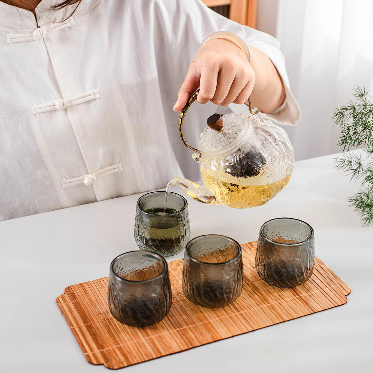 Japanese Tea Cups 4 pcs Set Crystal Black