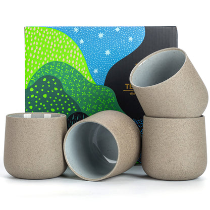 Japanese Tea Cups 4 pcs Set Dusty Grey