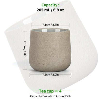 Japanese Tea Cups 4 pcs Set Dusty Grey