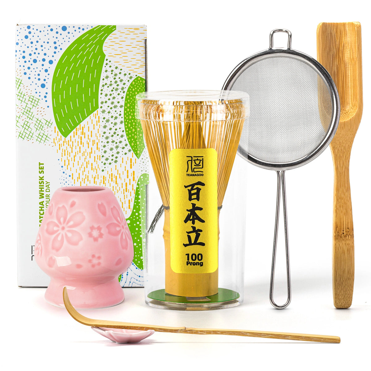 Matcha Whisk Set Ceramic Sakura Pink