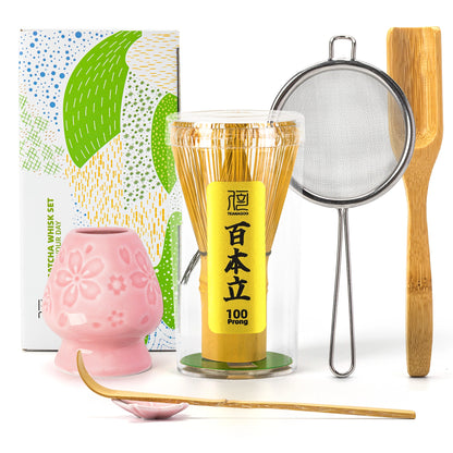 Matcha Whisk Set Ceramic Sakura Pink