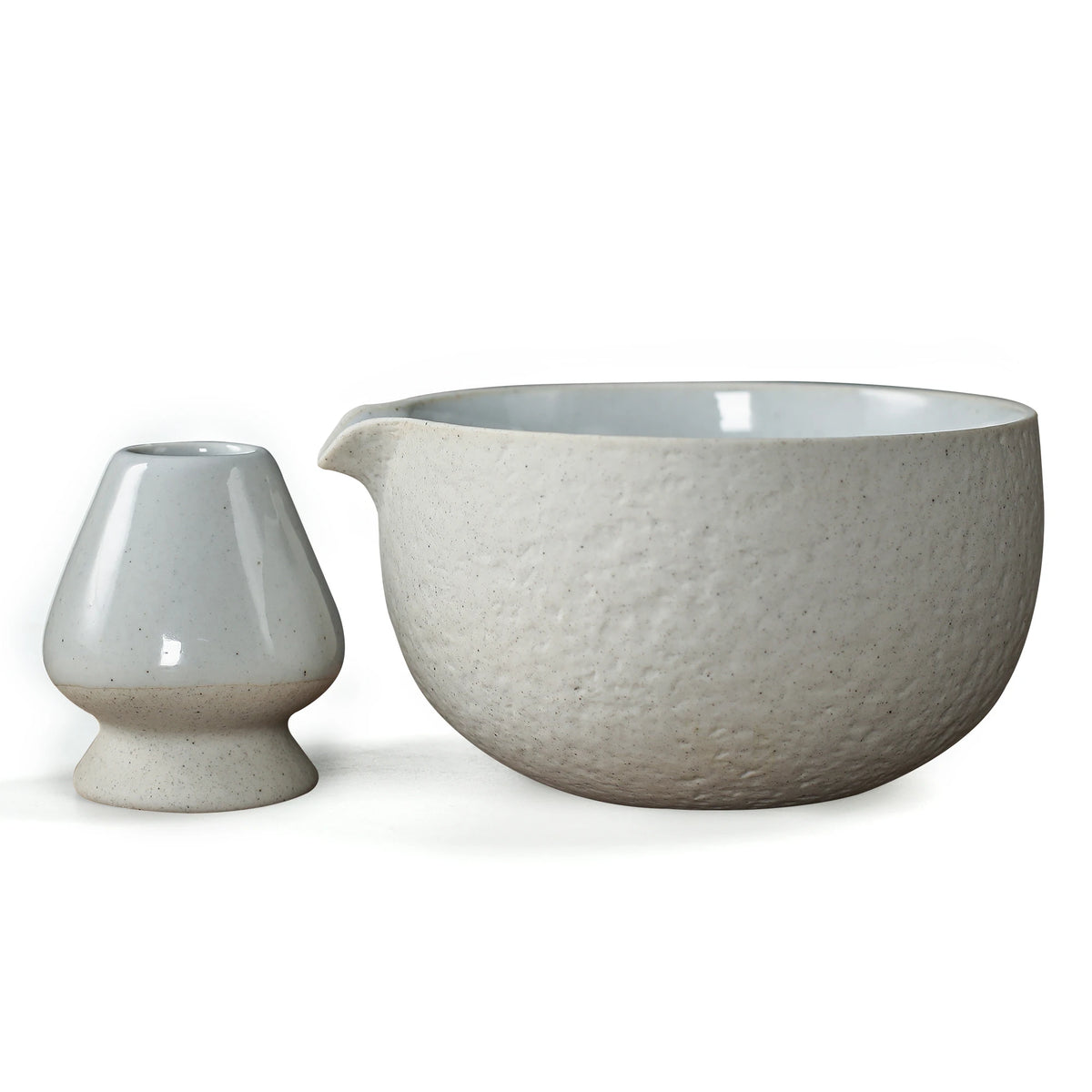 Dusty White Matcha Bowl with Spout