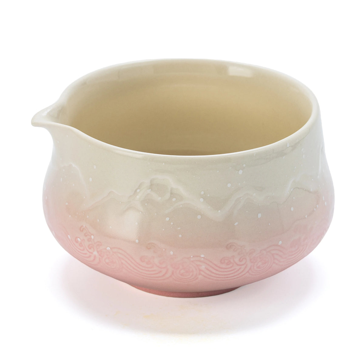 Snow Mountain Pink Matcha-Schale mit Ausgießer