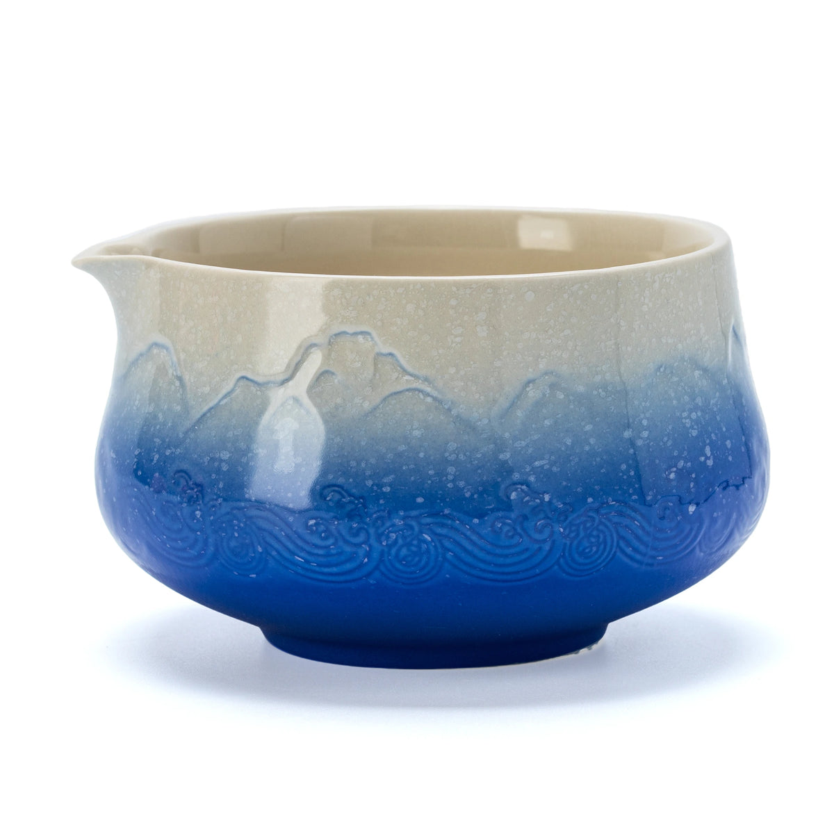 Snow Mountain Blue Matcha Bowl with Spout