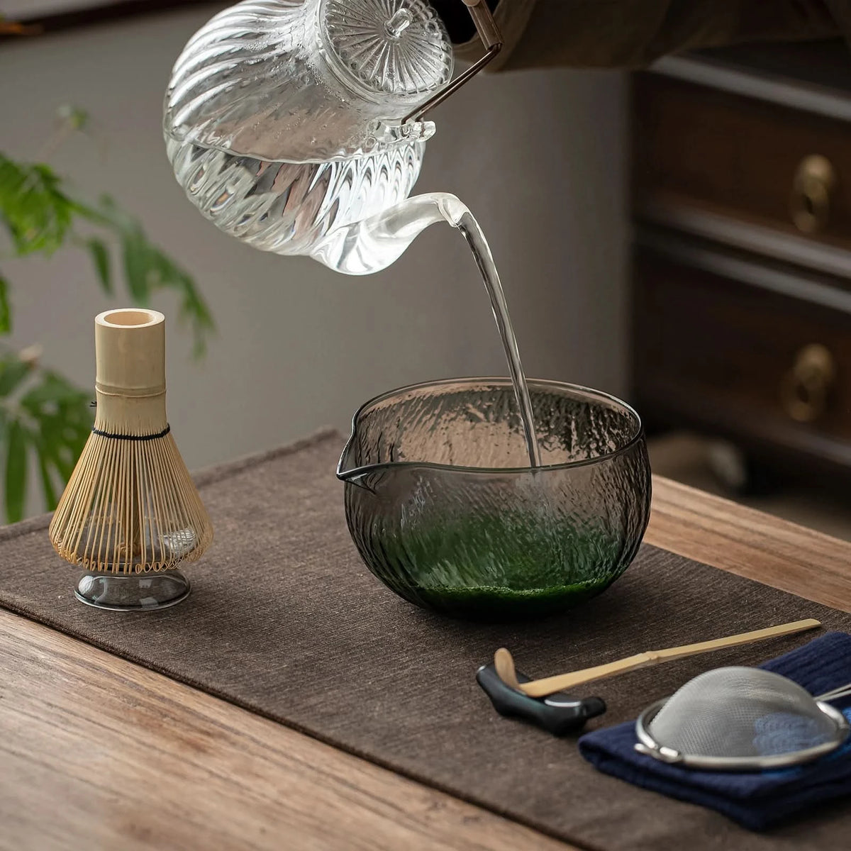 Set de Matcha para principiantes, cristal transparente negro (PB) 
