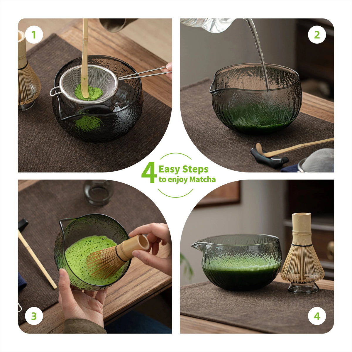 Set de Matcha para principiantes, cristal transparente negro (PB) 