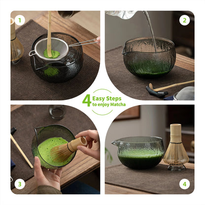 Set de Matcha para principiantes, cristal transparente negro (PB) 