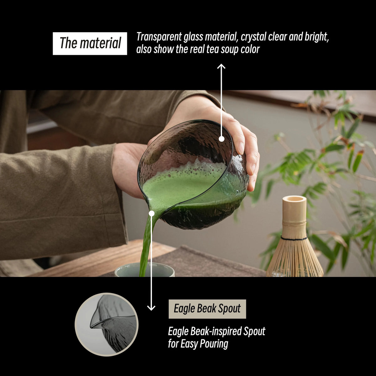 Set de Matcha para principiantes, cristal transparente negro (PB) 