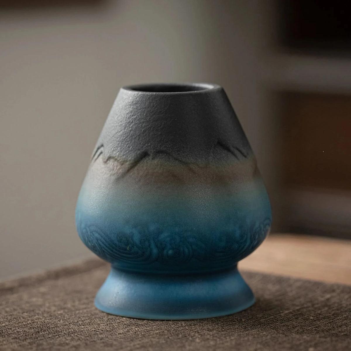 Matcha Set-Beginner Set Landscape Black Blue Round Bowl