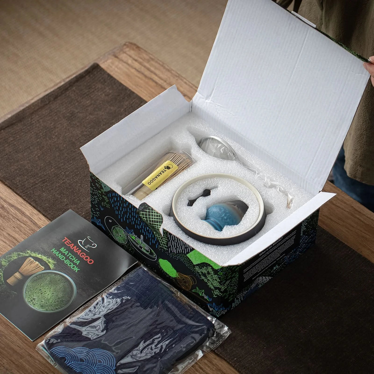 Matcha Set-Beginner Set Landscape Black Blue Round Bowl