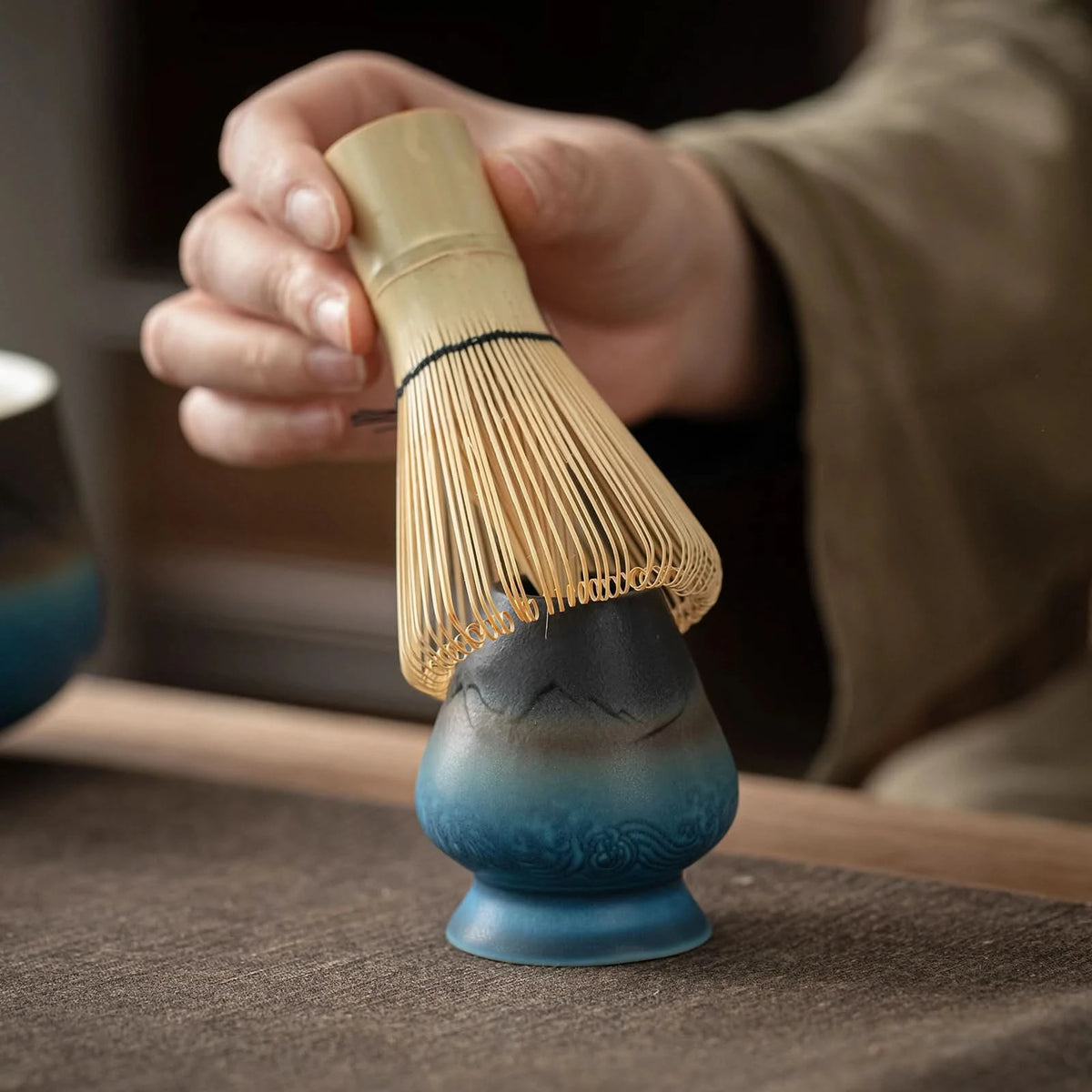 Matcha Set-Beginner Set Landscape Black Blue Round Bowl