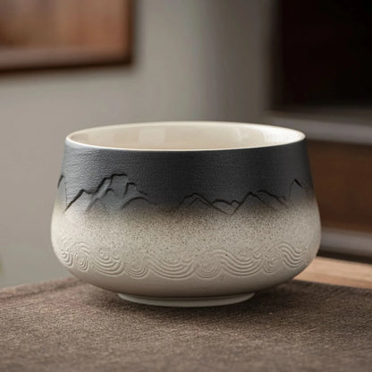 Matcha Set-Beginner Set Landscape Black White Round Bowl