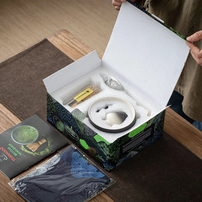 Matcha Set-Beginner Set Landscape Black White Round Bowl
