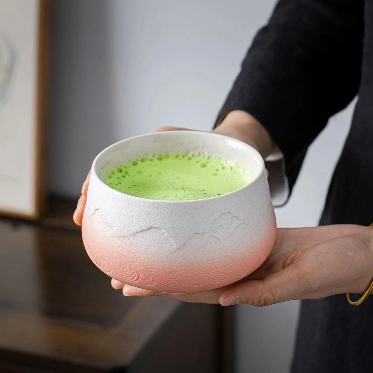 Matcha Set-Beginner Set Landscape Pinky White Round Bowl