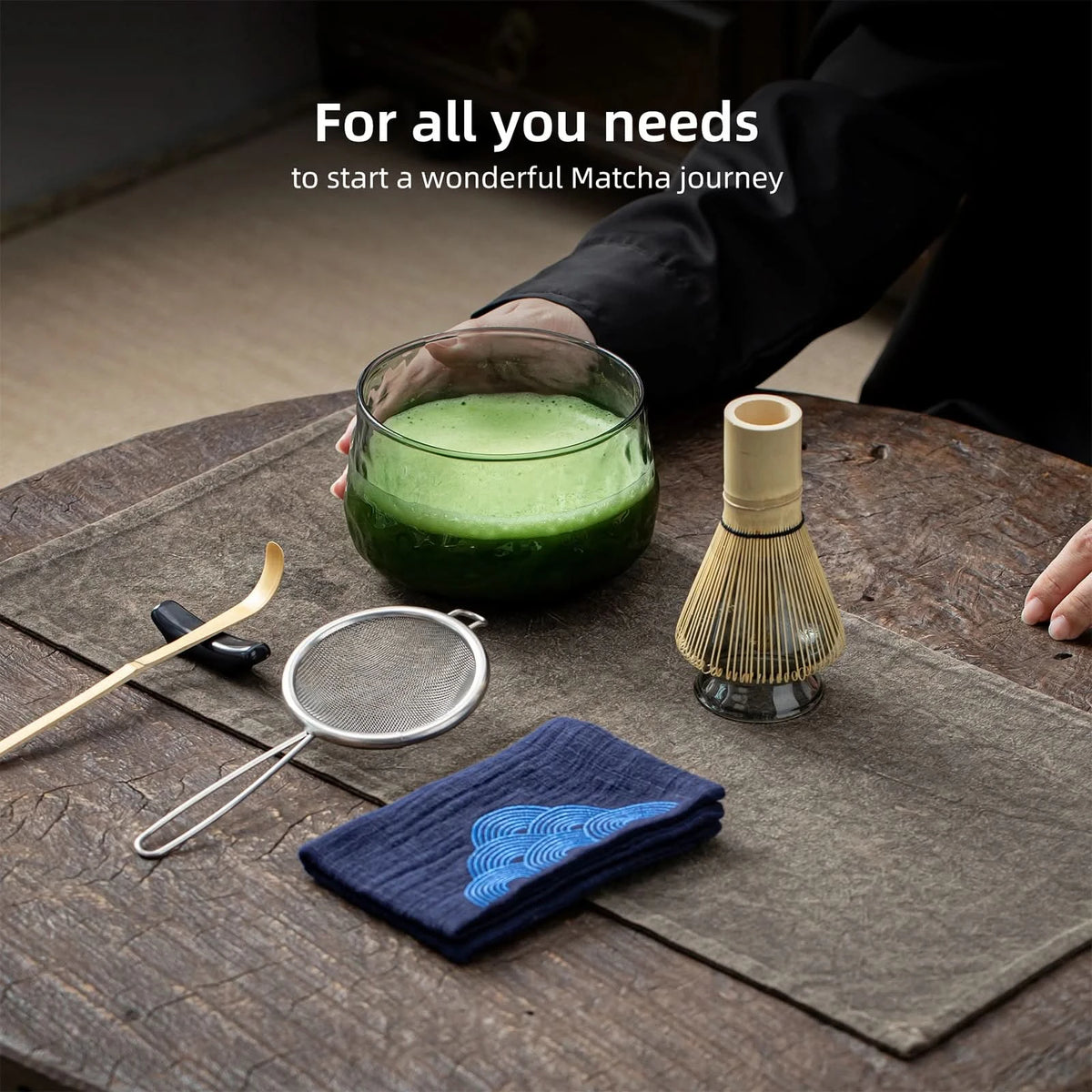 Set de Matcha para principiantes, cristal transparente negro (RB) 