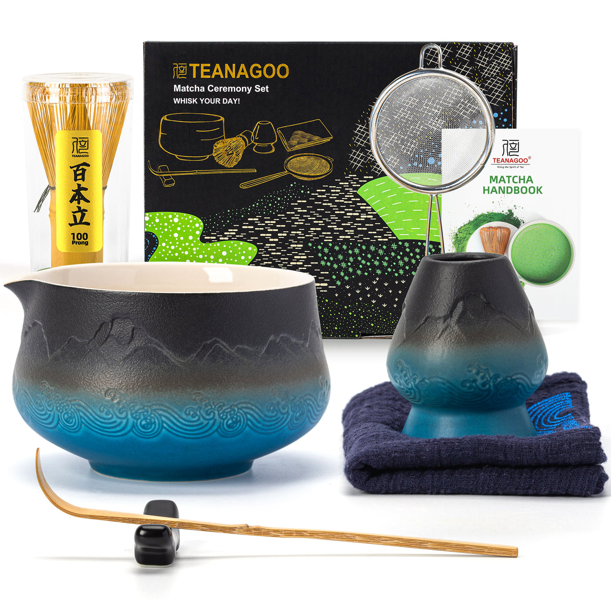 Set de Matcha - Set para principiantes con cuenco puntiagudo con diseño apaisado 
