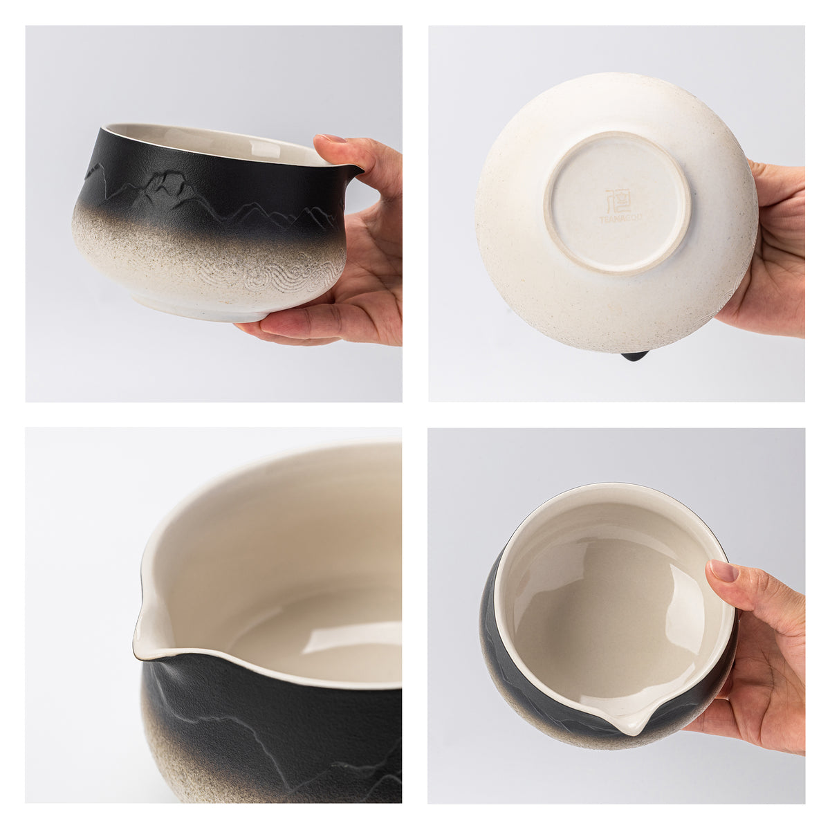 Matcha Set-Beginner Set Landscape Black White Pointy Bowl