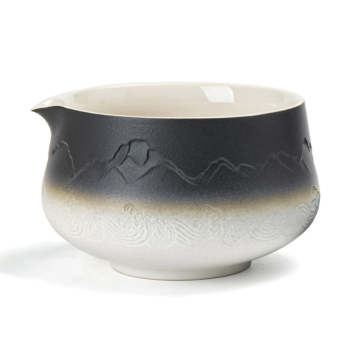 Black White Matcha Bowl with Spout