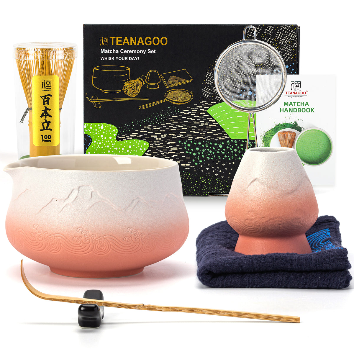Matcha Set-Beginner Set Landscape Pink White Pointy Bowl
