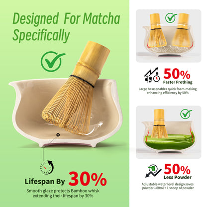 Matcha Set-Beginner Set Landscape Pink White Pointy Bowl