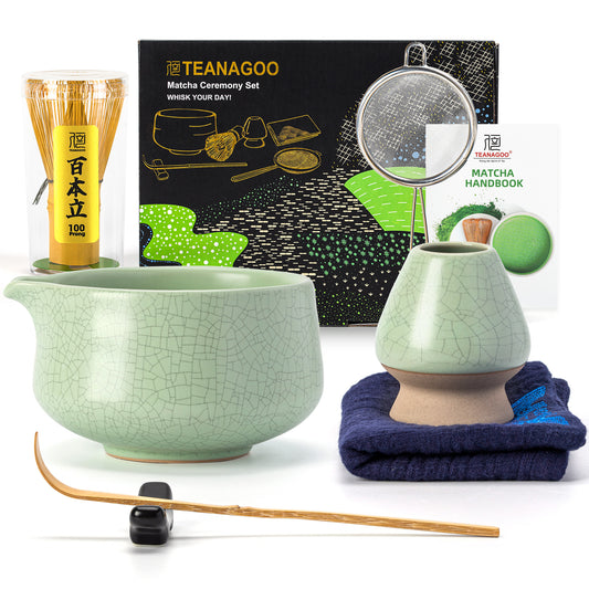 Matcha Set-Beginner Set Green Web Pointy Bowl