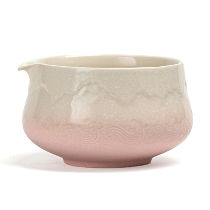Snow Mountain Pink Matcha-Schale mit Ausgießer