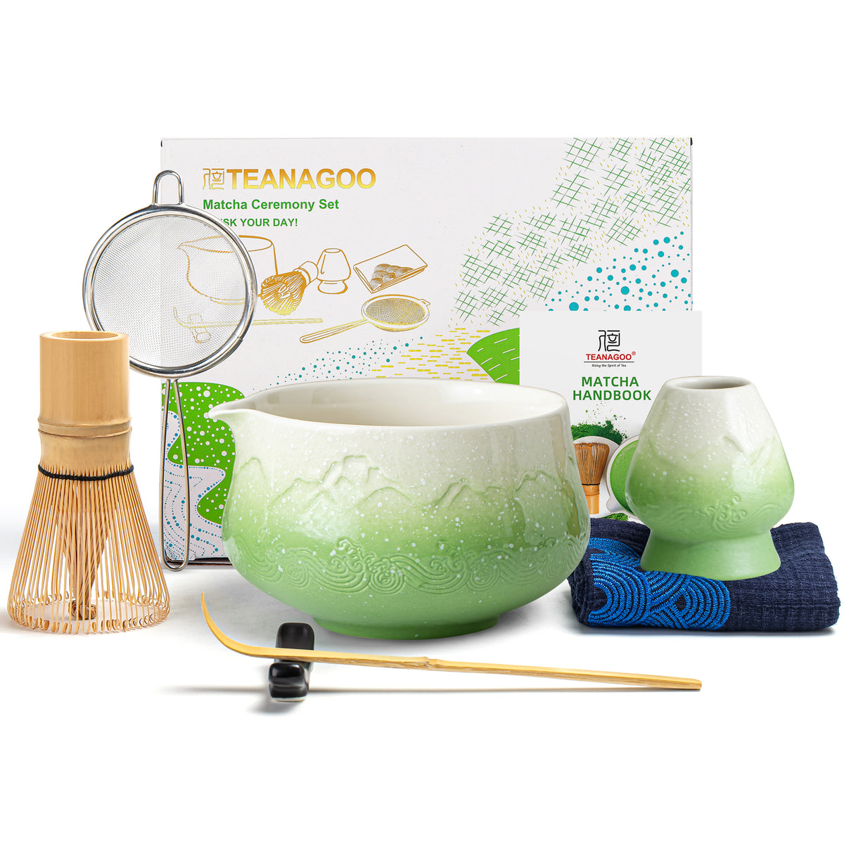 Snow Mountain Green Matcha Bowl with Spout