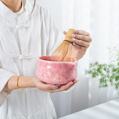 Pink Ocean Matcha-Schale mit Ausgießer