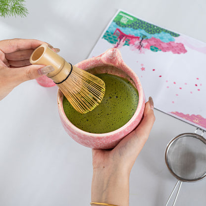 Pink Ocean Matcha-Schale mit Ausgießer