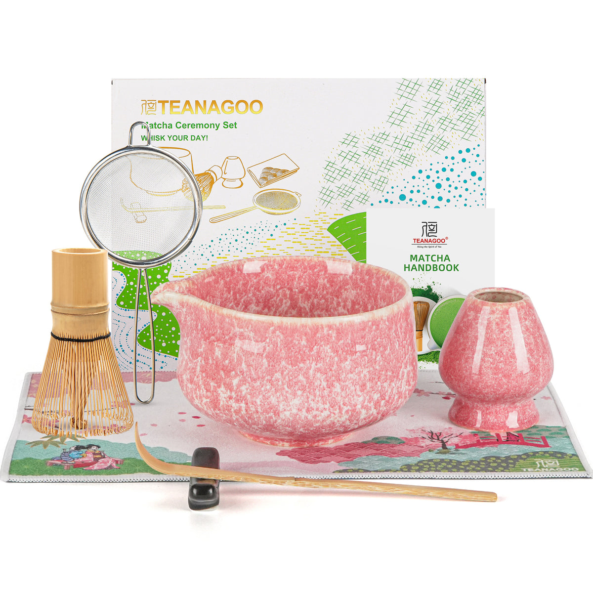 Pink Ocean Matcha-Schale mit Ausgießer