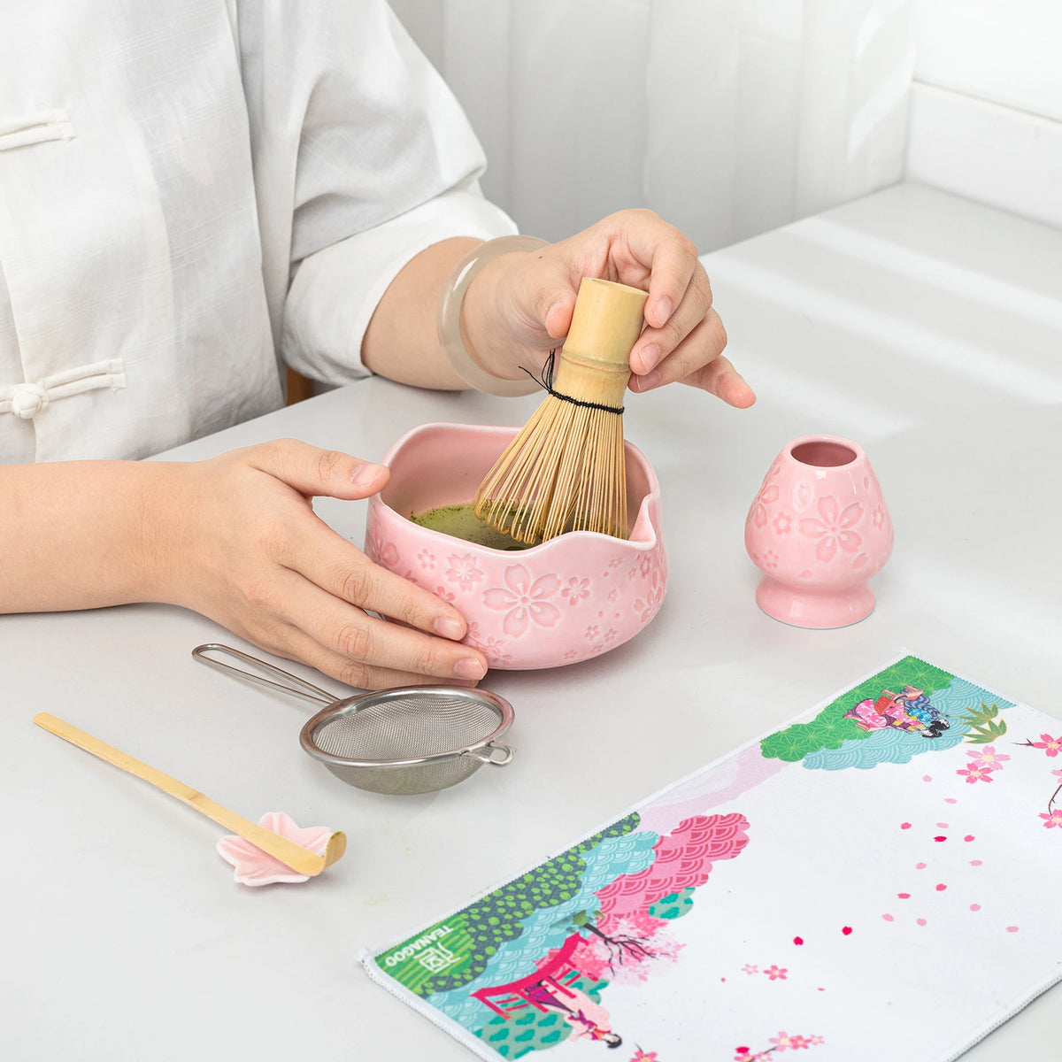 Sakura Pink Matcha Bowl with Spout