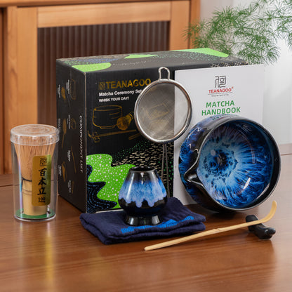 Set de Matcha - Set para principiantes Cuenco puntiagudo Deep Ocean 